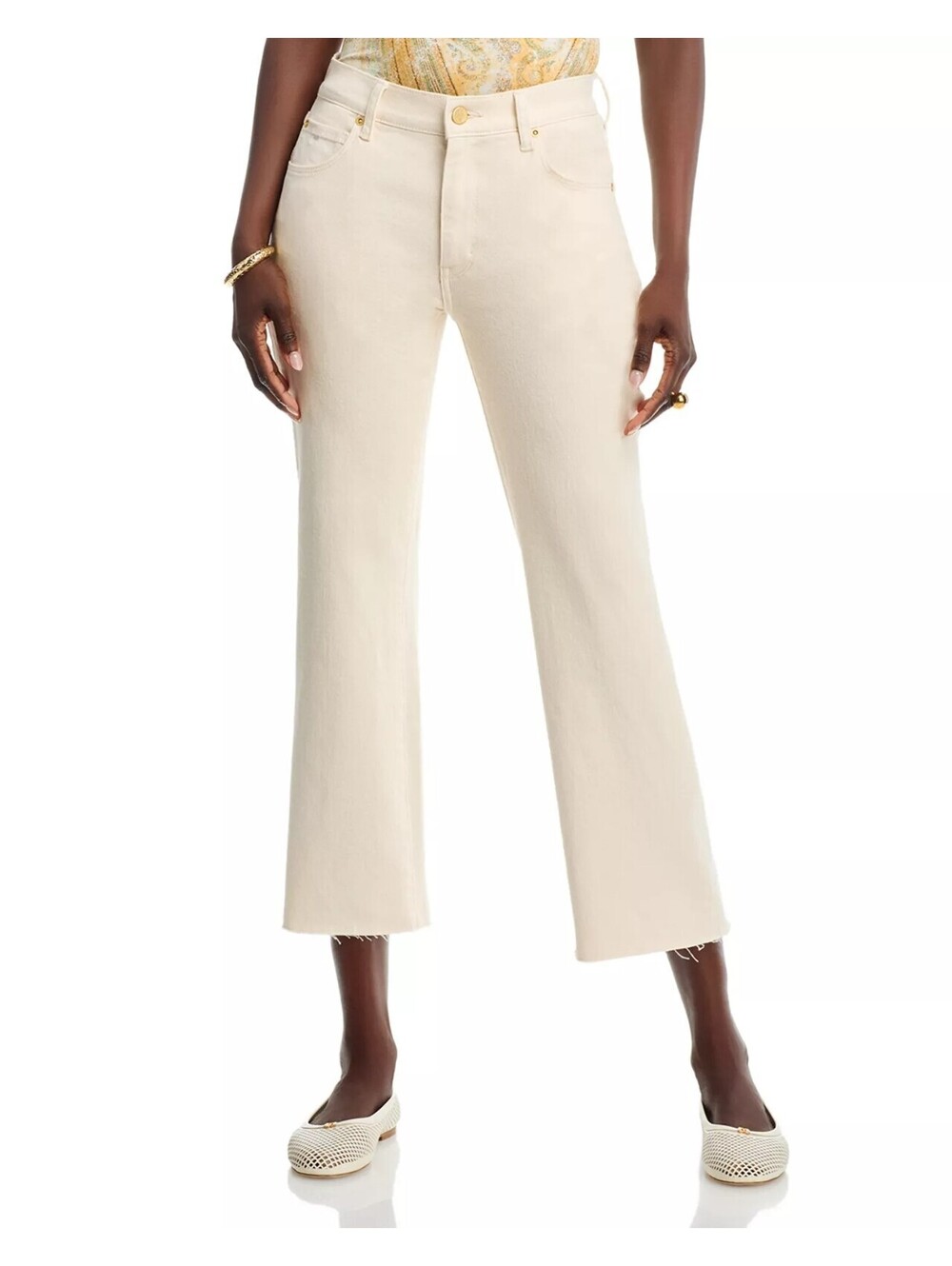 298$ Kobi Halperin Mika Raw Edge Hem Straight Leg Jeans High Rise Size 24 White